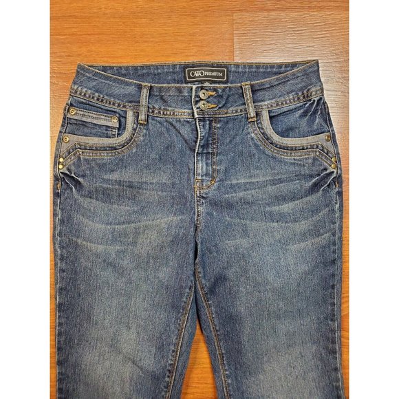 Cato Premium Straight Leg Button Fly  Jeans Womens Size 8x33 stitched Pockets - Picture 4 of 6